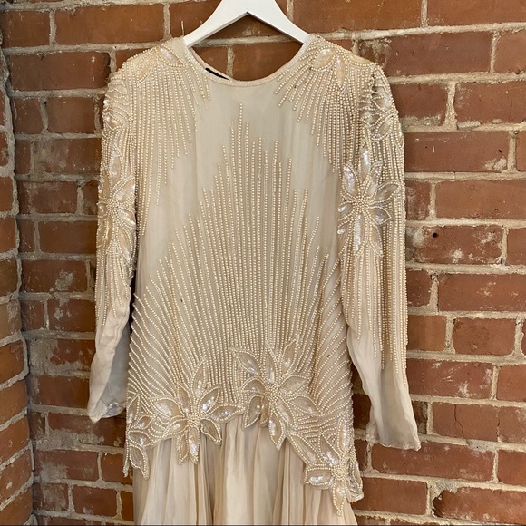 Vintage Pearl Beaded Dress in Ivory *Grace Originals* 100% silk - Picture 2 of 8